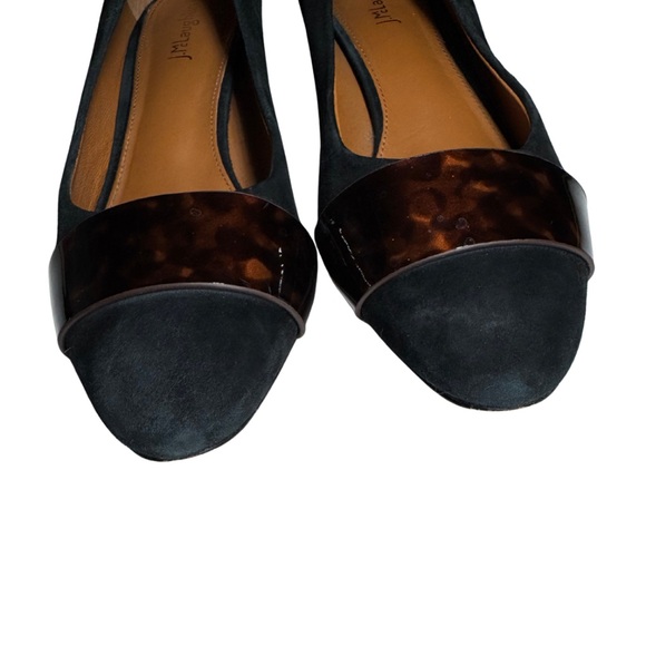 J McLaughlin Ciara suede Black Heels Tortoise Shell Detail 9 office leather - Picture 4 of 13